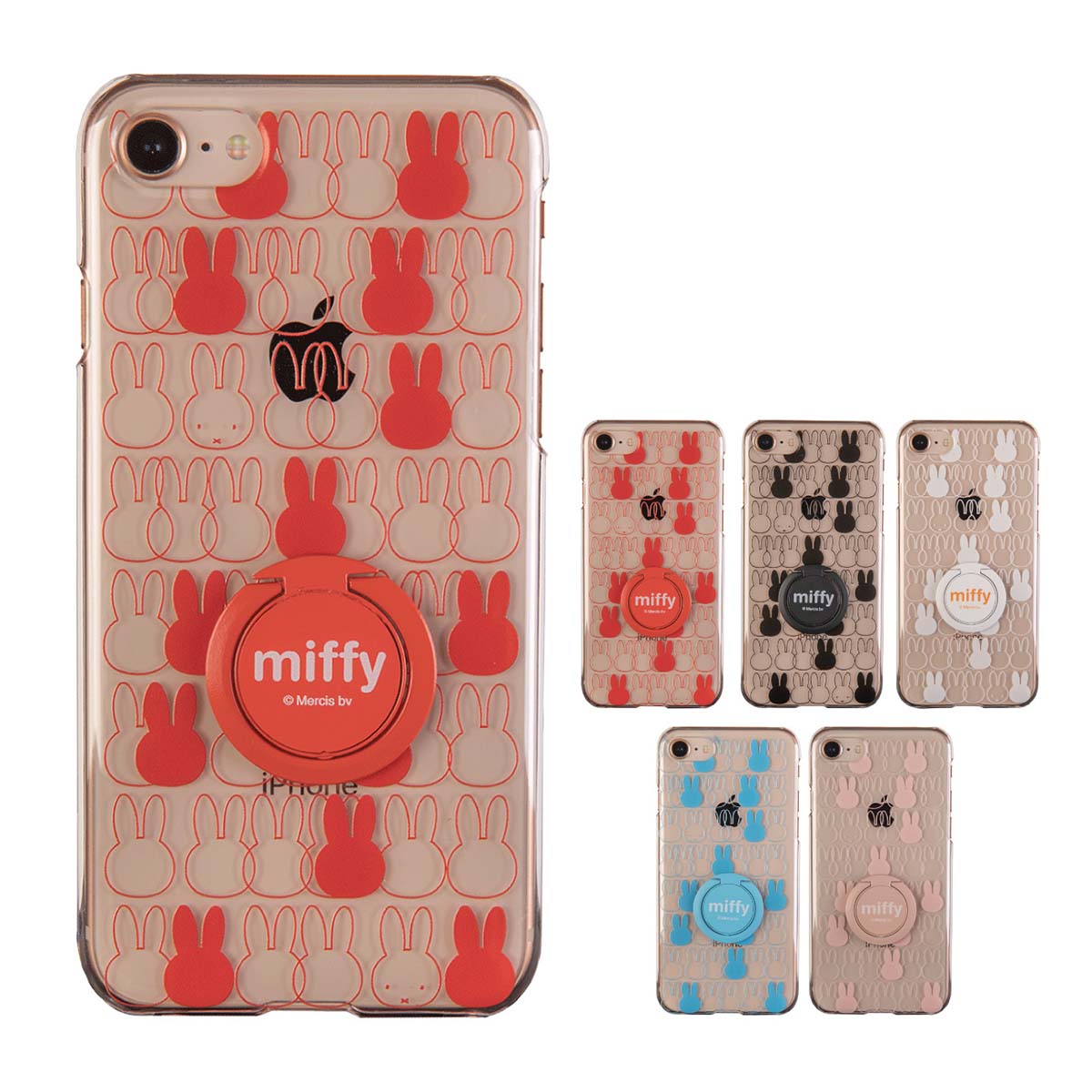 ミッフィー スマホケース 『miffy pattern クリア リング付』かわいい